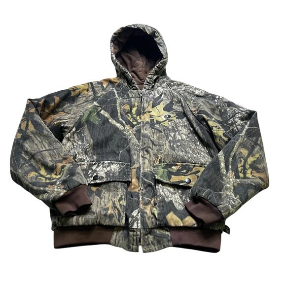 Vintage Moss Oak Apparel Men's Insulated Jacket Hooded BreakUp Size Youth XL Y2K - Picture 1 of 13